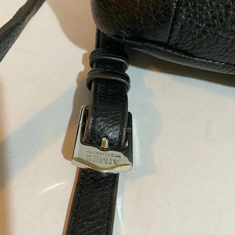 Aimee Kestenberg black grey leather suede satchel handbag
